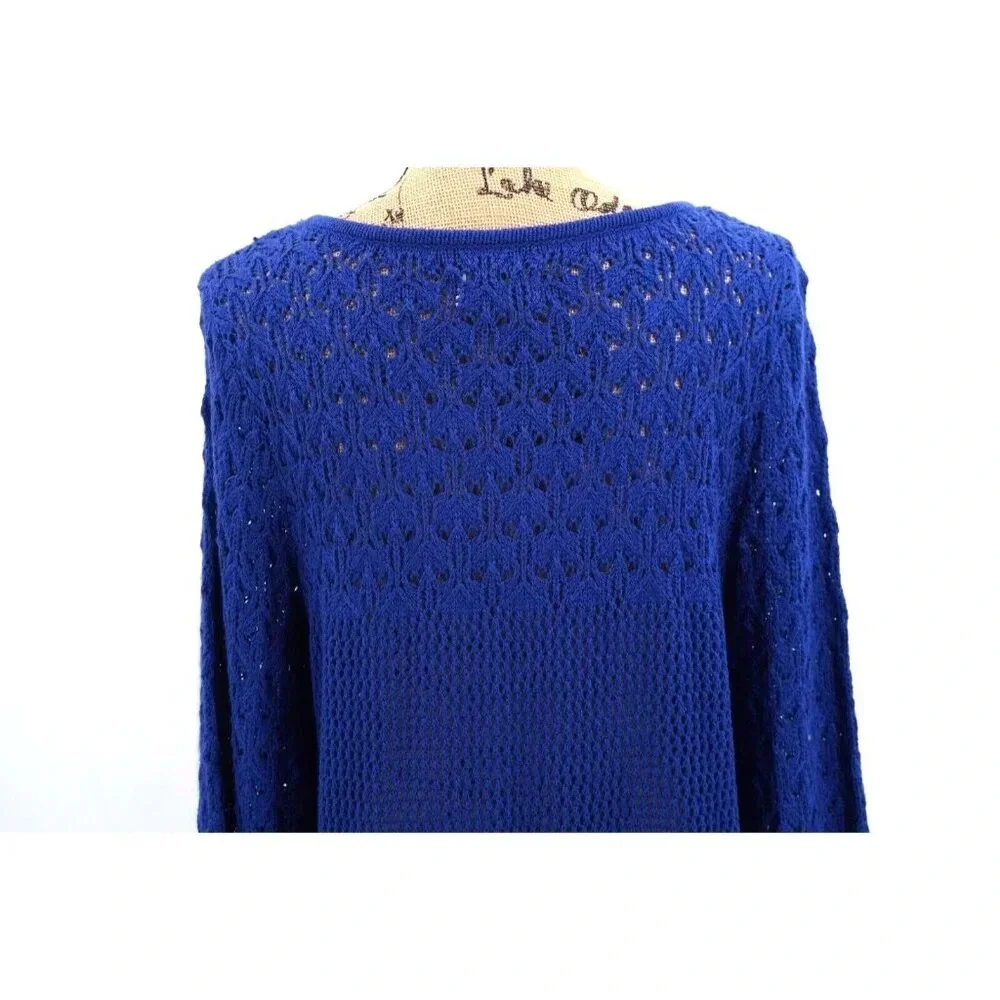 Avenue Sweater Women 14/16 Blue Long Tunic Round Neck Long Bell Sleeve Soft - Picture 6 of 9